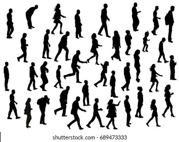 collection of silhouettes of people walking