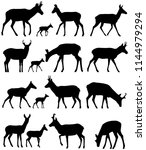 Collection of silhouettes of pronghorn antelope
