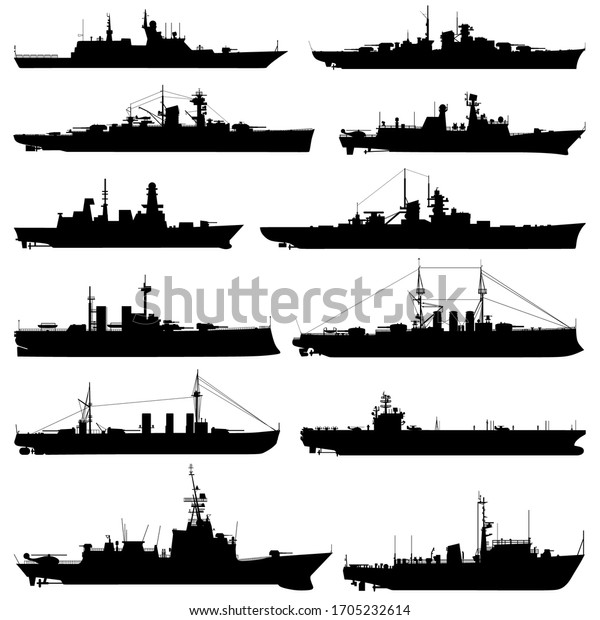 Collection Silhouettes Ships Vector Illustration Stock Vector (Royalty ...