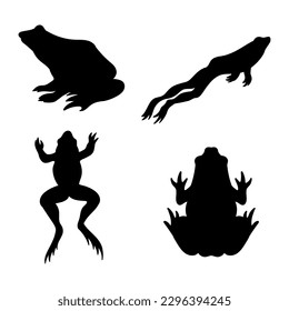 
colección de siluetas de diversos movimientos de ranas