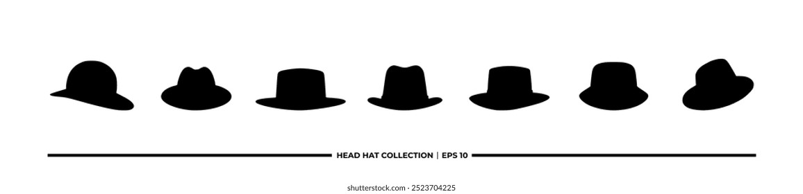 Collection of Silhouettes of Various Head Hats