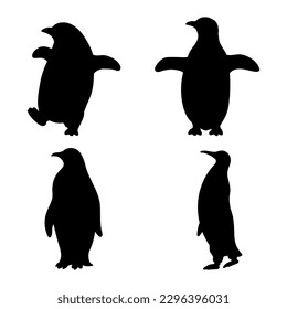 
collection of silhouettes of various penguin gestures