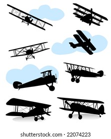 Collection of silhouettes of various planes