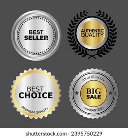 Collection of silver badge and sale label designs