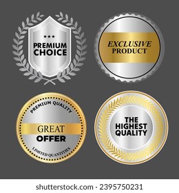 Collection of silver badge and sale label designs