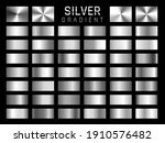 Collection of silver, chrome metallic gradient. Brilliant plates with silver effect. Vector illustration.