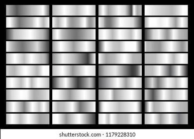 Collection silver  chrome metallic gradient  Brilliant plates and silver effect  Vector illustration 