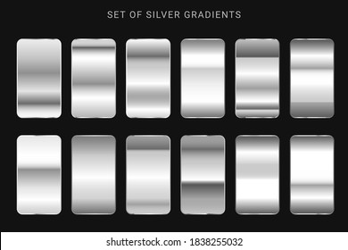 Collection of silver, chrome metallic gradient