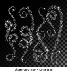  Collection Silver Glitter Wave. Sparkles Abstract Background. Vector illustration