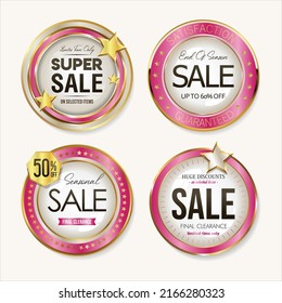 Collection of silver and gold badges and labels vector illustration