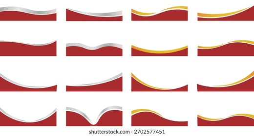 collection of silver, red gold line border ornaments. vector divider for poster, greeting card, brochure, banner, charter.