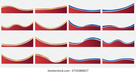 colección de adornos de borde de línea de oro rojo plateado. divisor de Vector para póster, tarjeta de felicitación, folleto, Anuncio, carta.