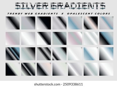 Collection of silver shiny gradients representing metallic colors.