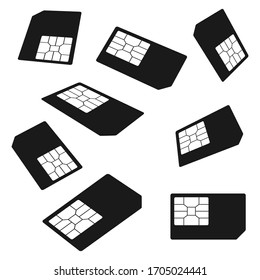 colección de icono de tarjeta Sim, símbolo con una perspectiva diferente, ilustración vectorial aislada en fondo blanco