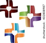 Collection of simple abstract crosses - logo elements for medals, or Churches, communities, organizations, charity or events.