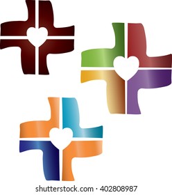 Collection of simple abstract crosses - logo elements for medals, or Churches, communities, organizations, charity or events.