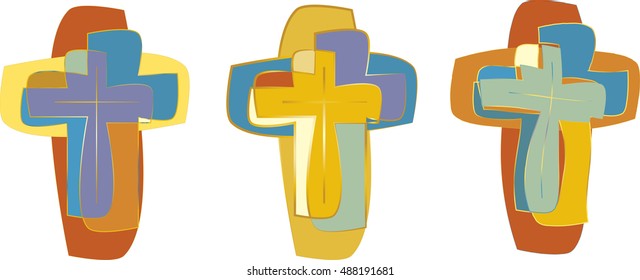 Collection of simple abstract crosses - logo elements for medals, or Churches, communities, organizations, charity or events.