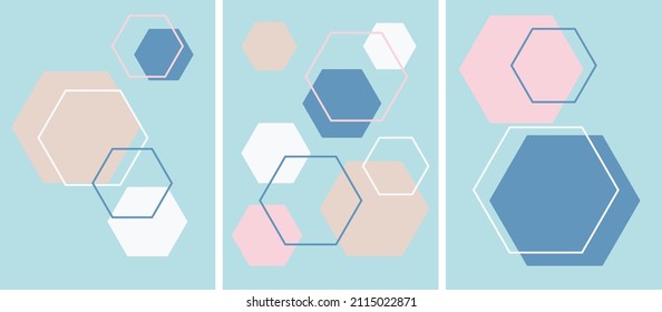 Colección de abstracciones simples con formas geométricas (polígonos) sobre un fondo de color