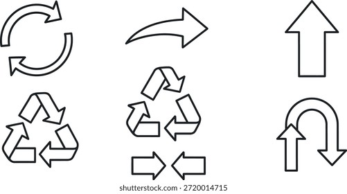 Collection of simple arrow icons for navigation and direction