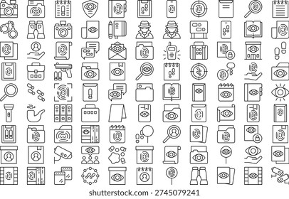 Collection of simple black line icons representing various photography and technology elements on a white background.