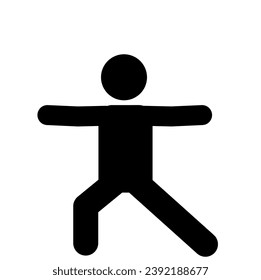 Collection of simple black silhouettes of people doing warm-ups and gymnastics on a white background.