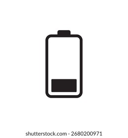 Coleção de ícones simples de vetor de status de bateria em preto e branco.