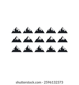 Collection of Simple Black and White Mountain Icons