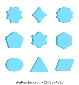 collection of simple blue geometric vector shapes for creative design