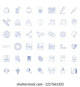 A collection of simple blue linear icons.
