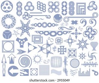 Collection of simple blue vector design elements