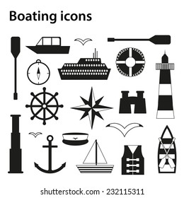 Collection of simple boating icons for your site or app