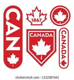 A collection of simple Canadian crests and badges in vector format.