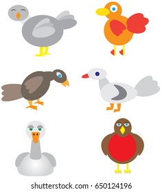 Collection of Simple Cartoon Bird Vectors