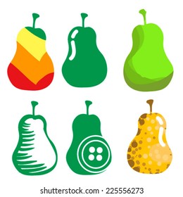 collection of simple cartoon pears