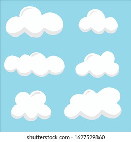 Collection of Simple Cartoon Vector Clouds 