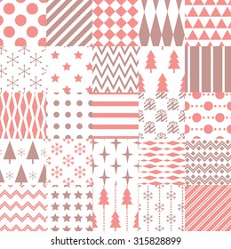 Collection of simple christmas season vector seamless patterns