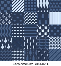 Collection of simple christmas season vector seamless patterns