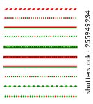 Collection of simple christmas themed borders / divider graphics including holly border, candy cane pattern, christmas trees and more
