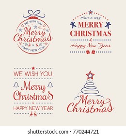 Collection of simple Christmas wishes. Vector.