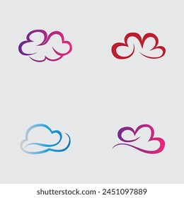 collection of simple cloud logos and symbols isolated on gray background