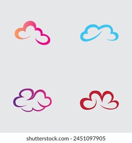 Kollektion von einfachen Cloud-Logos und Symbolen auf grauem Hintergrund