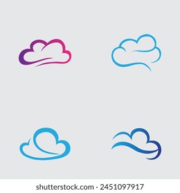 collection of simple cloud logos and symbols isolated on gray background
