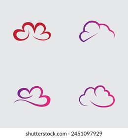 collection of simple cloud logos and symbols isolated on gray background