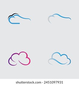 Kollektion von einfachen Cloud-Logos und Symbolen auf grauem Hintergrund