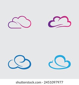 colección de logotipos y símbolos simples de la nube aislados sobre fondo gris