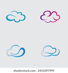 collection of simple cloud logos and symbols isolated on gray background