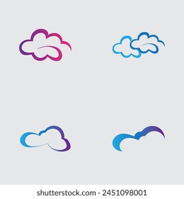 colección de logotipos y símbolos simples de la nube aislados sobre fondo gris