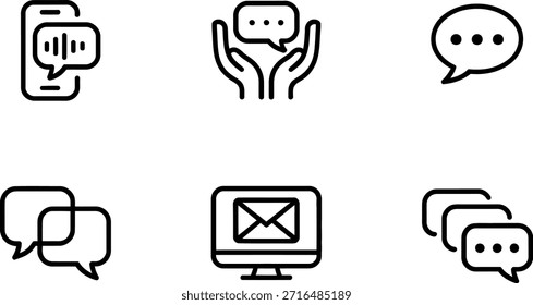 Colección de íconos de comunicación simples para mensajería y correo electrónico