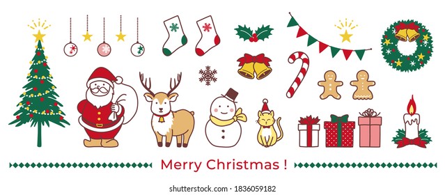 Colección de ilustraciones navideñas simples y lindas