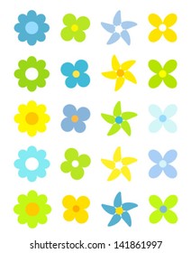 Collection of simple cute flowers for design. Vector illustration